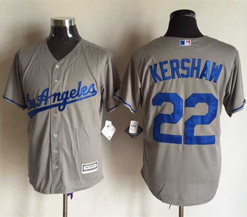 Dodgers #22 Clayton Kershaw Grey New Cool Base Stitched MLB Jersey - Click Image to Close